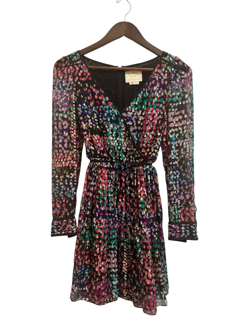 Kate Spade Metallic Silk Wrap Mini Dress in “Make Magic” (Size 0) NWOT - Picture 6 of 9